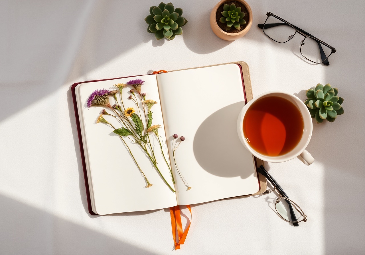 A cozy, warm-toned blog hero image featuring a stack of books, a ceramic mug, and dried botanicals on a wooden table, creating an inviting reading atmosphere
